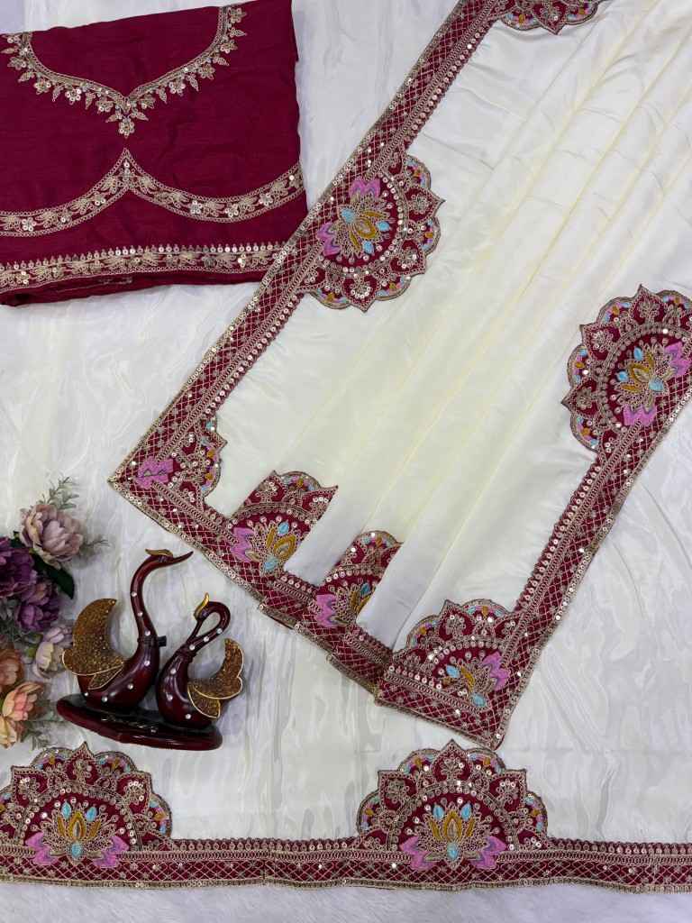 HO SILK SEQUINS AND DORI EMBROIDERY WORK SAREE