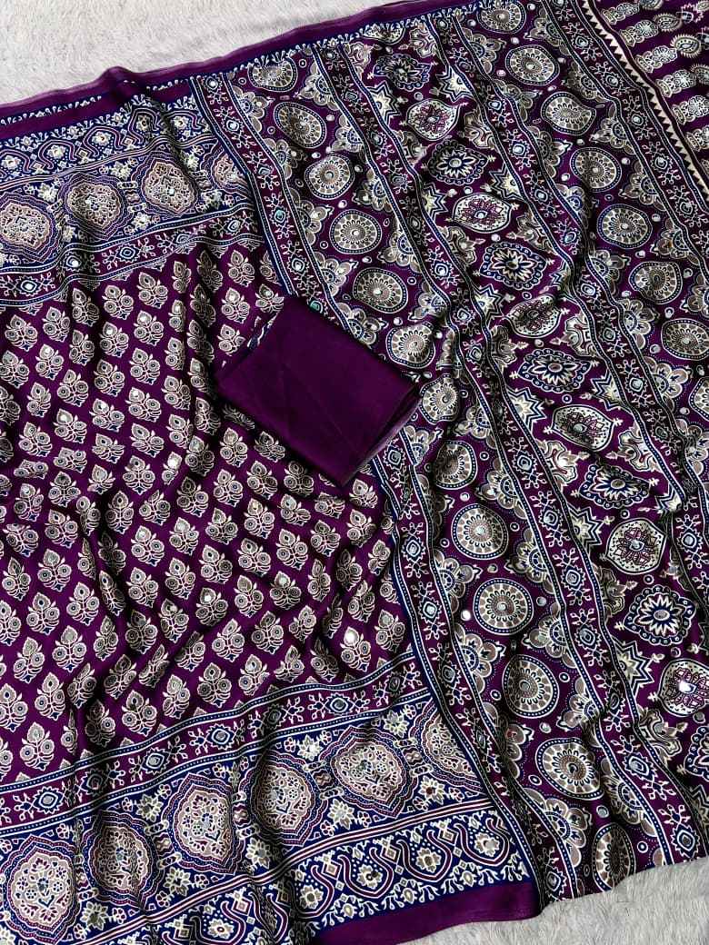 JAPAN SATTIN ORIGINAL MIRROR WORK SAREE 10