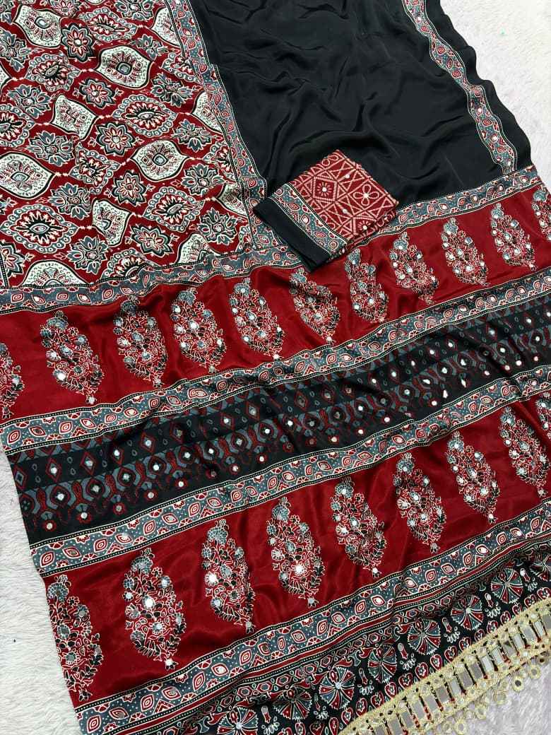 JAPAN SATTIN ORIGINAL MIRROR WORK SAREE 9