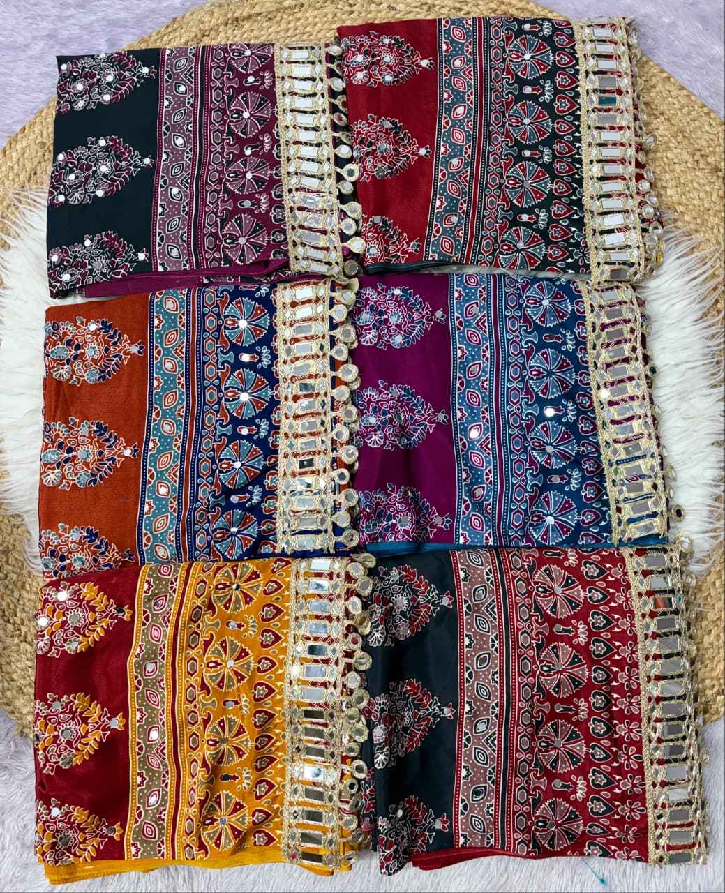 JAPAN SATTIN ORIGINAL MIRROR WORK SAREE 9
