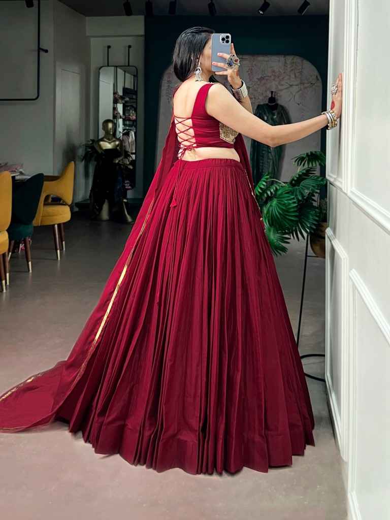 MAL COTTON SEQUINS THREAD EMBROIDERY NAVRATRI LEHENGA CHOLI