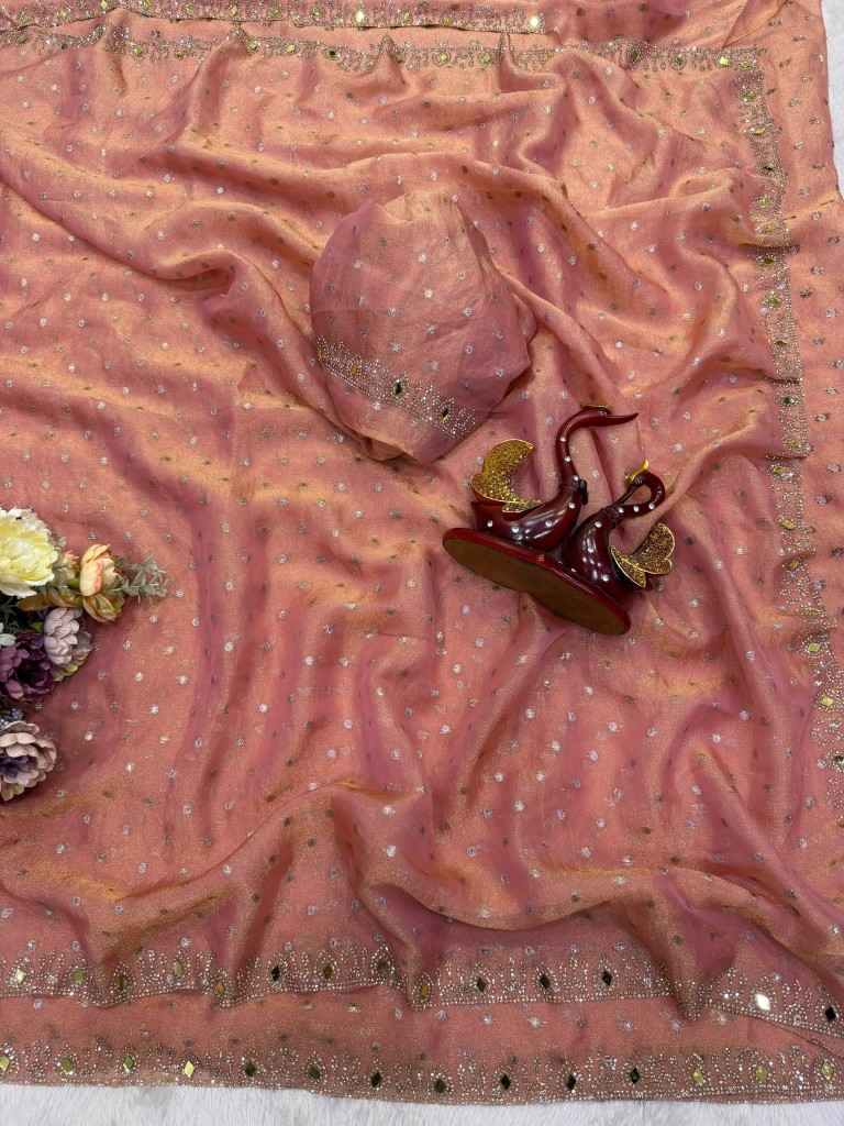 NC MOSS BUTTI ORIGINAL SHADOW JARKHAN DIAMOND WORK SAREE