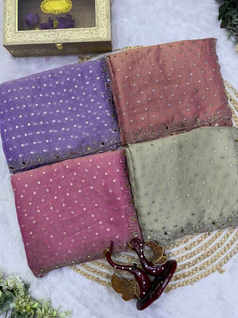 NC MOSS BUTTI ORIGINAL SHADOW JARKHAN DIAMOND WORK SAREE