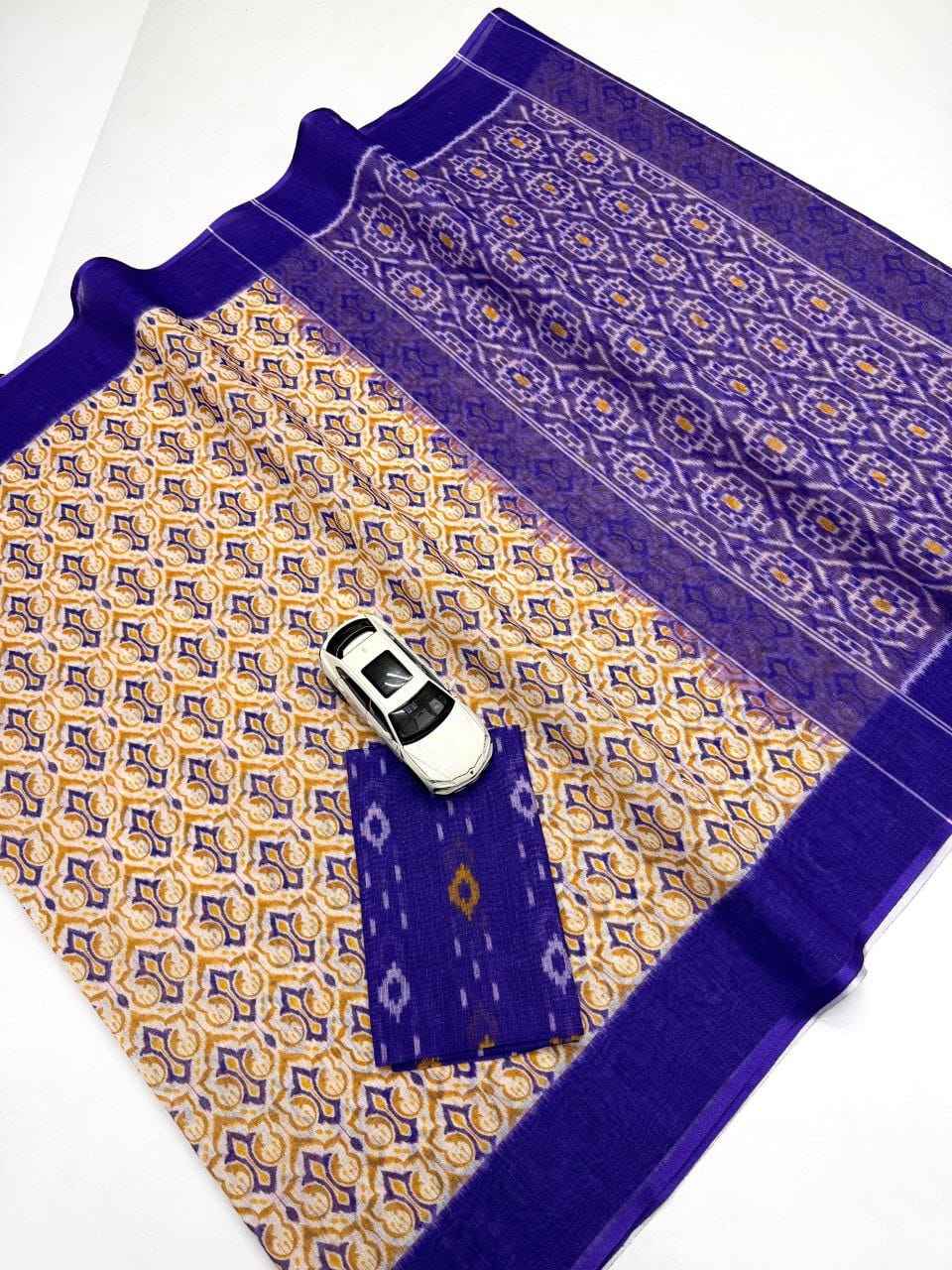 PLAIN LINEN DIGITAL PRINTED SAREE CODE MG640