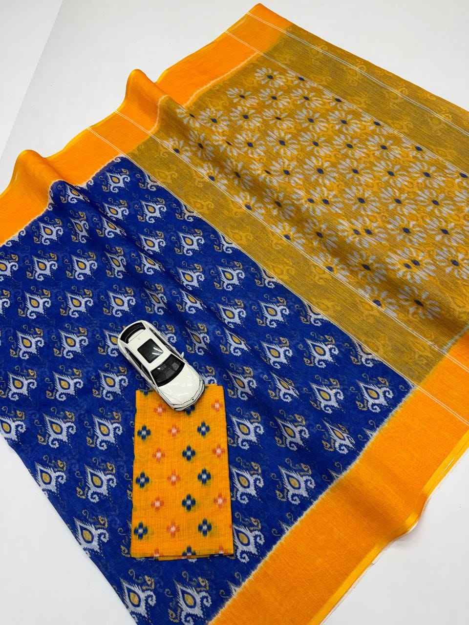 PLAIN LINEN DIGITAL PRINTED SAREE CODE MG640