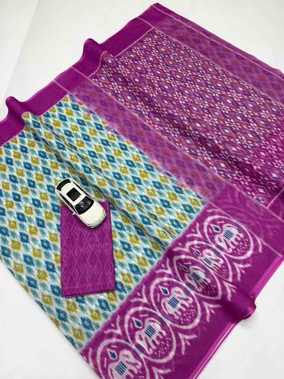 PLAIN LINEN DIGITAL PRINTED SAREE CODE MG640