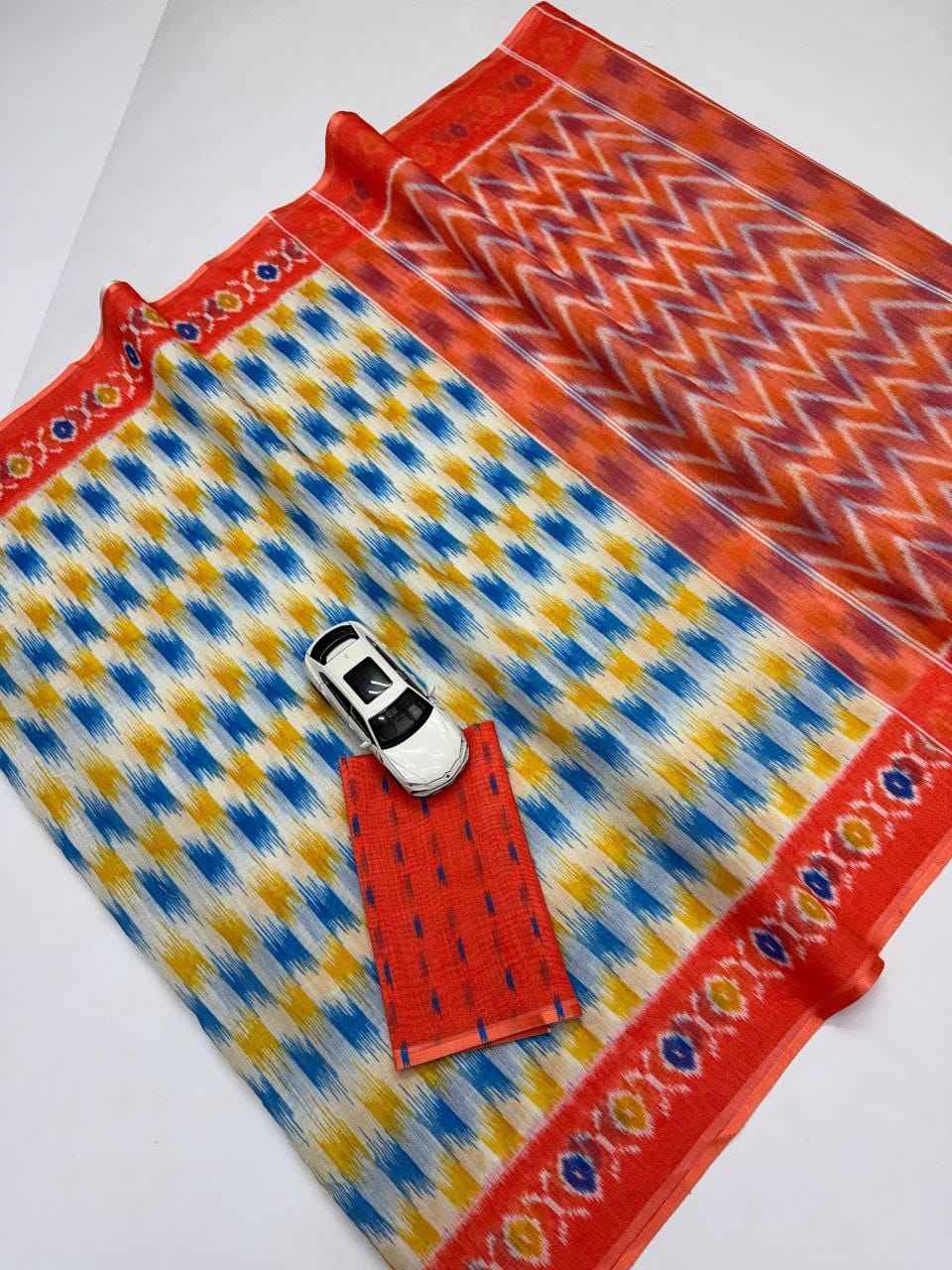 PLAIN LINEN DIGITAL PRINTED SAREE CODE MG640