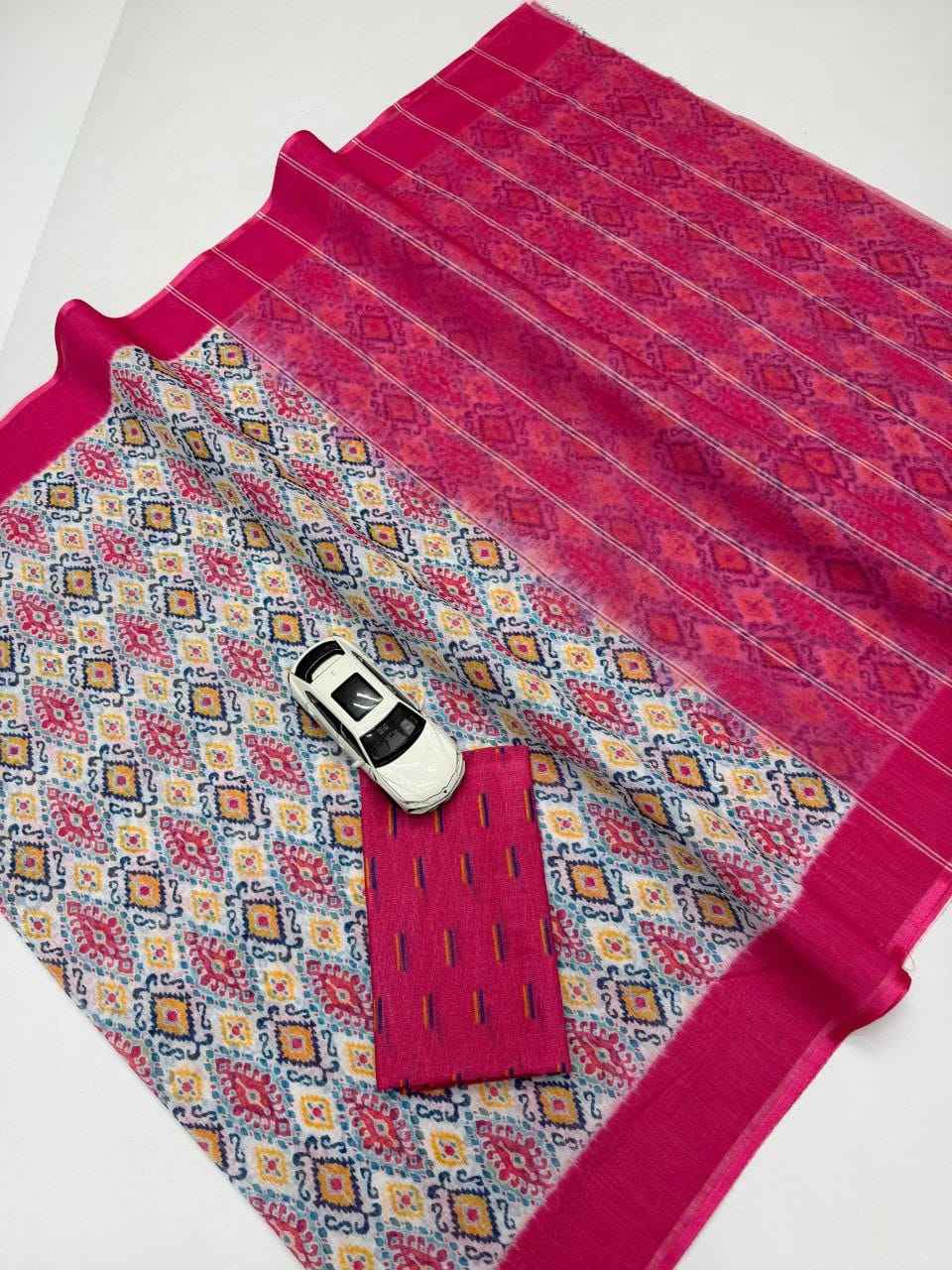 PLAIN LINEN DIGITAL PRINTED SAREE CODE MG640