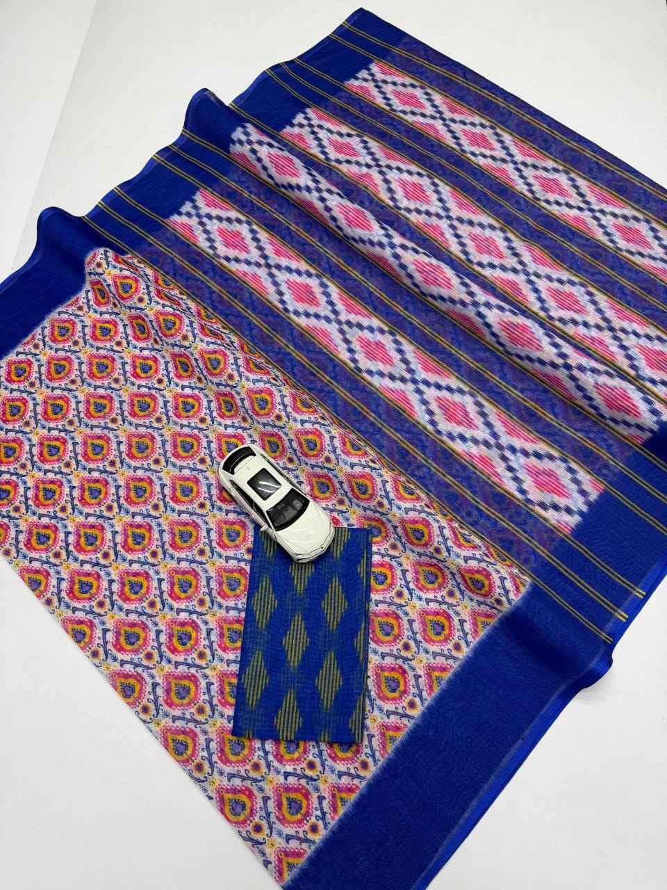 PLAIN LINEN DIGITAL PRINTED SAREE CODE MG640