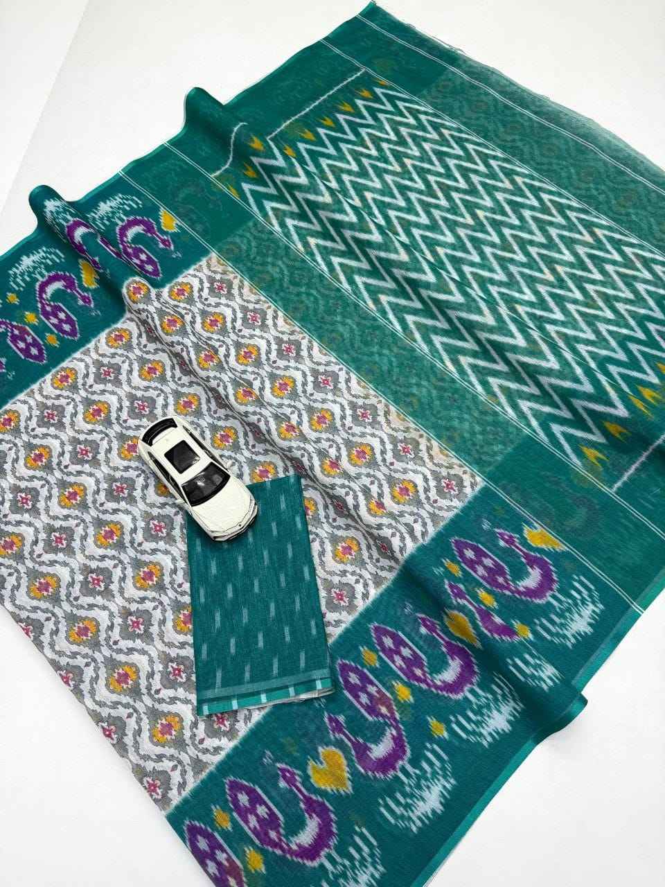 PLAIN LINEN DIGITAL PRINTED SAREE CODE MG640
