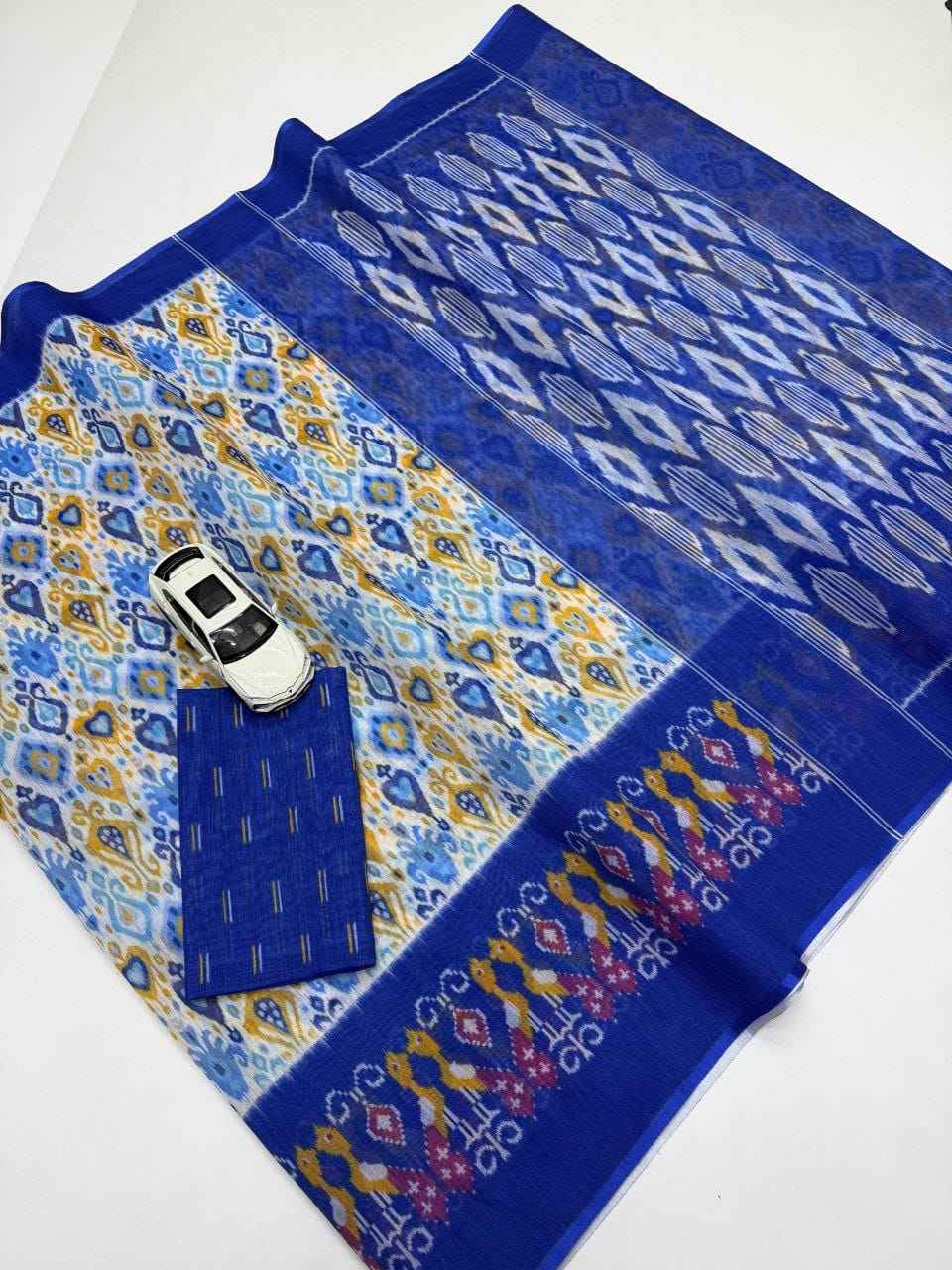 PLAIN LINEN DIGITAL PRINTED SAREE CODE MG640