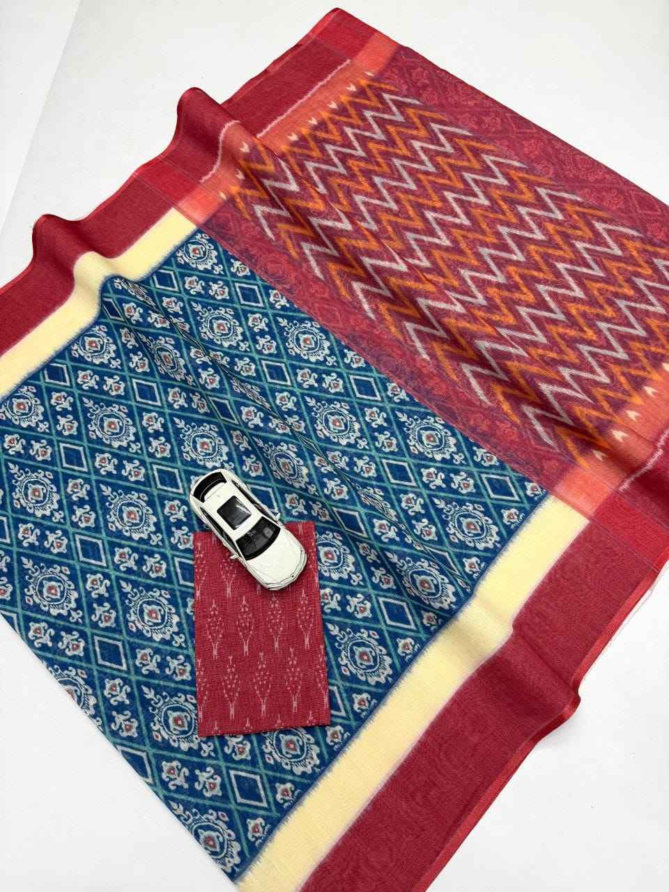 PLAIN LINEN DIGITAL PRINTED SAREE CODE MG640