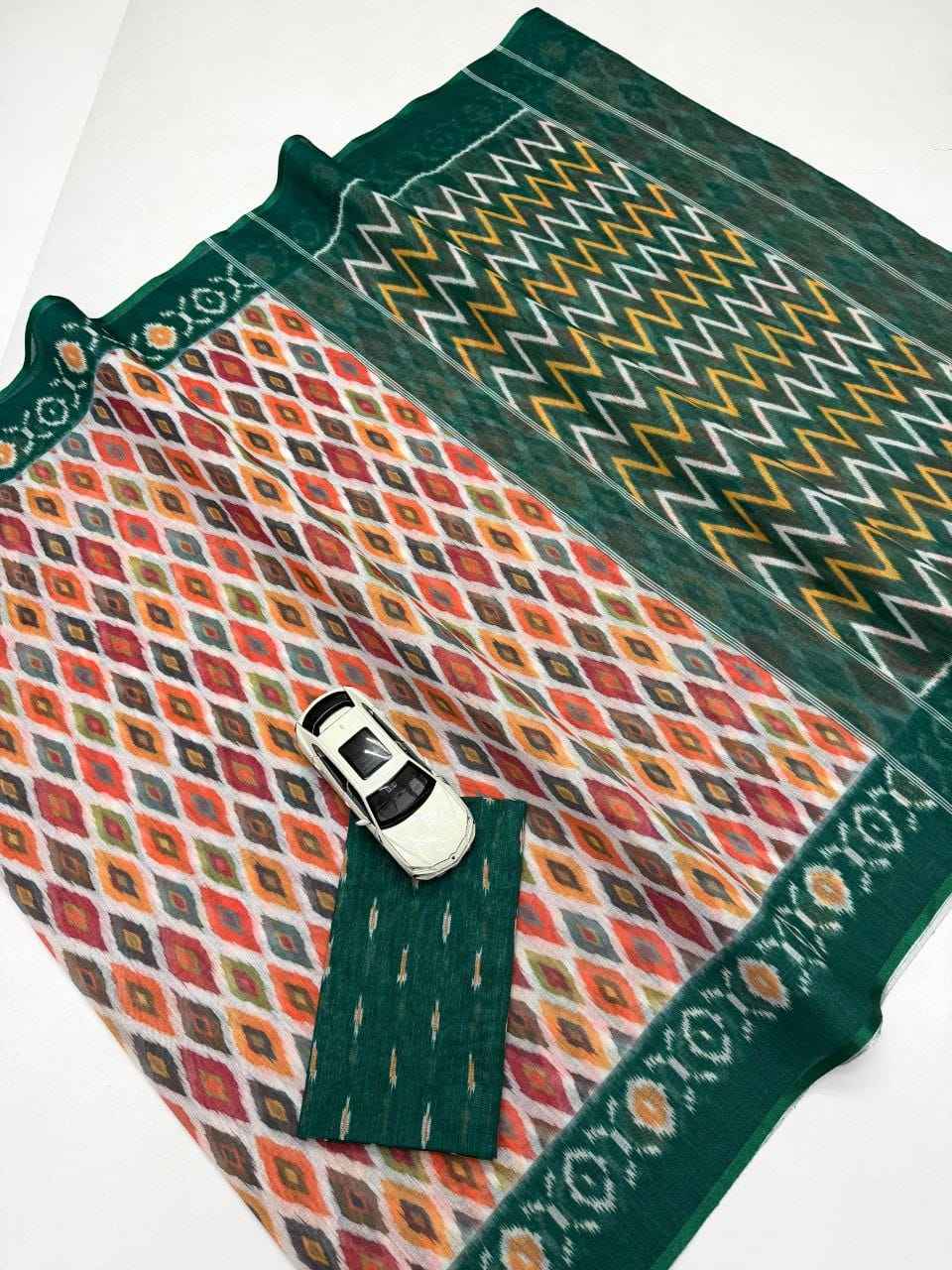 PLAIN LINEN DIGITAL PRINTED SAREE CODE MG640