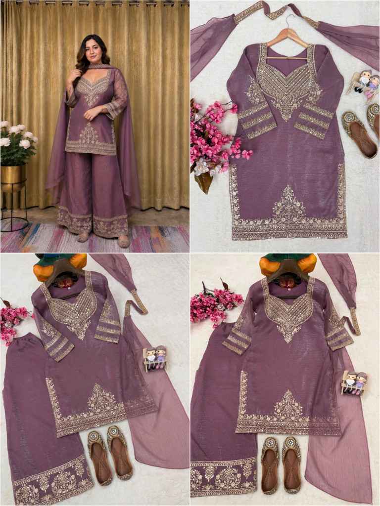 PREMIUM CRUNCHY SILK SIQUENCE ZARI EMBROIDERY WORK READYMADE SUIT