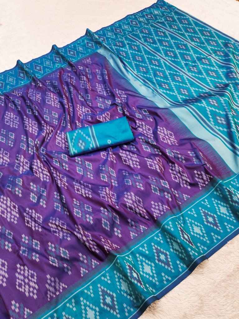 PREMIUM SILK BLEND IKKAT PATTERN WEVON SAREE