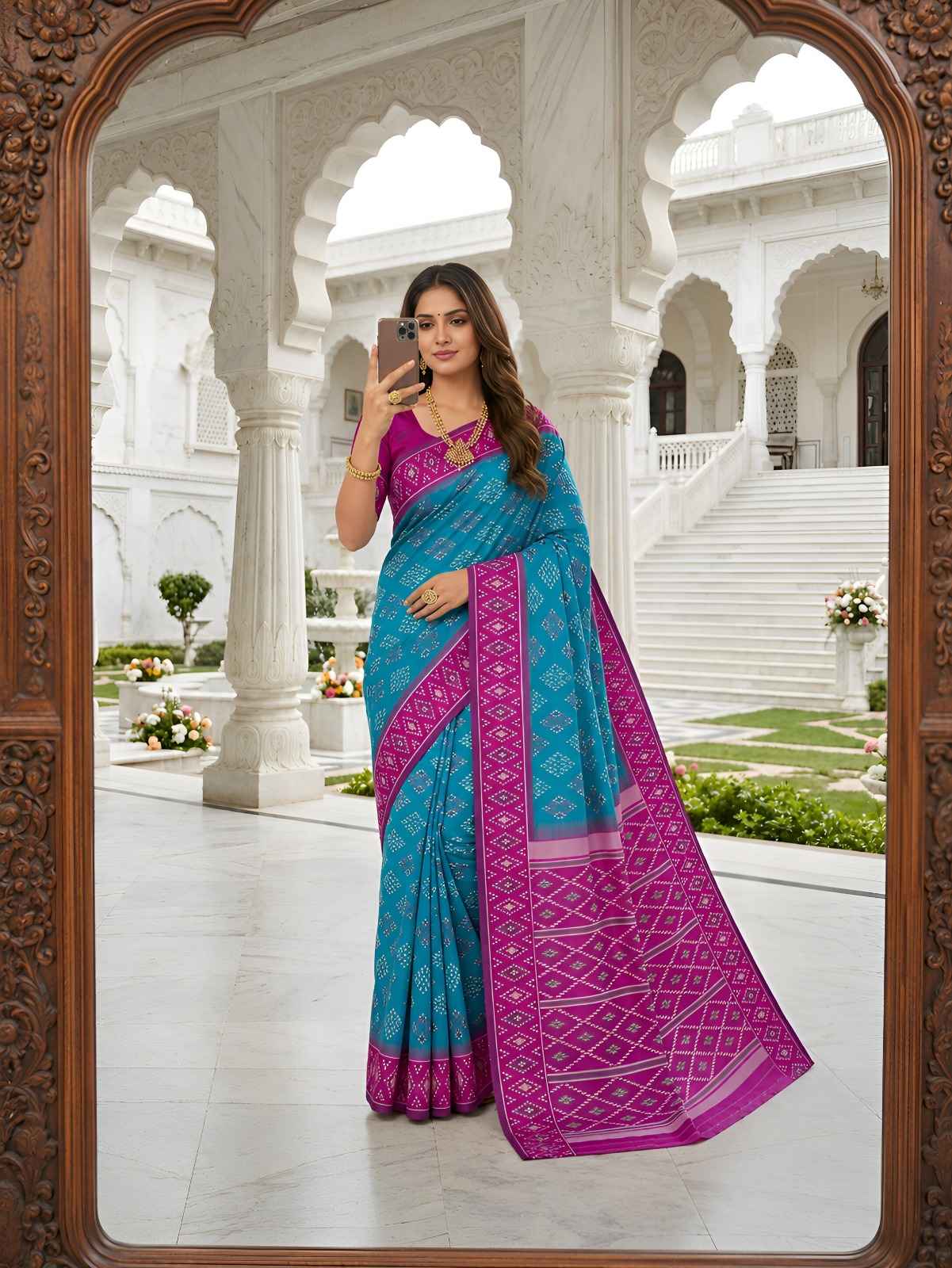 PREMIUM SILK BLEND IKKAT PATTERN WEVON SAREE