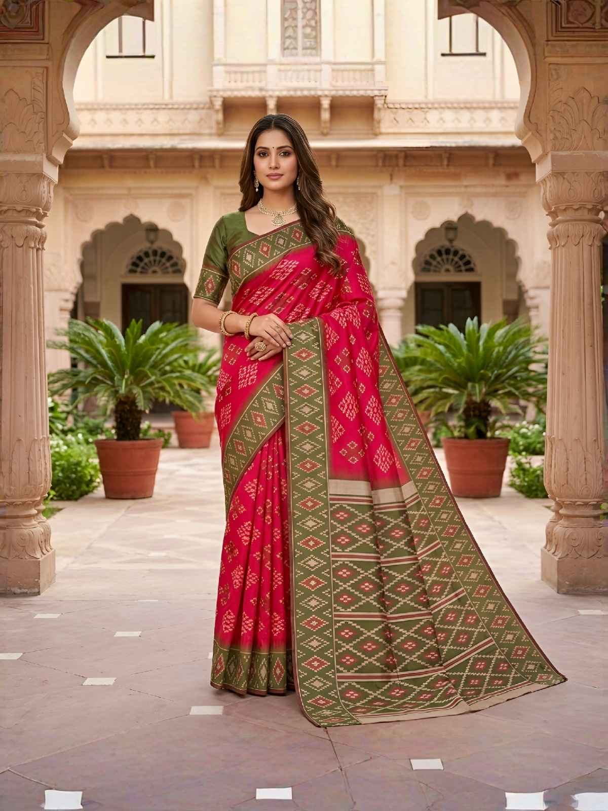 PREMIUM SILK BLEND IKKAT PATTERN WEVON SAREE