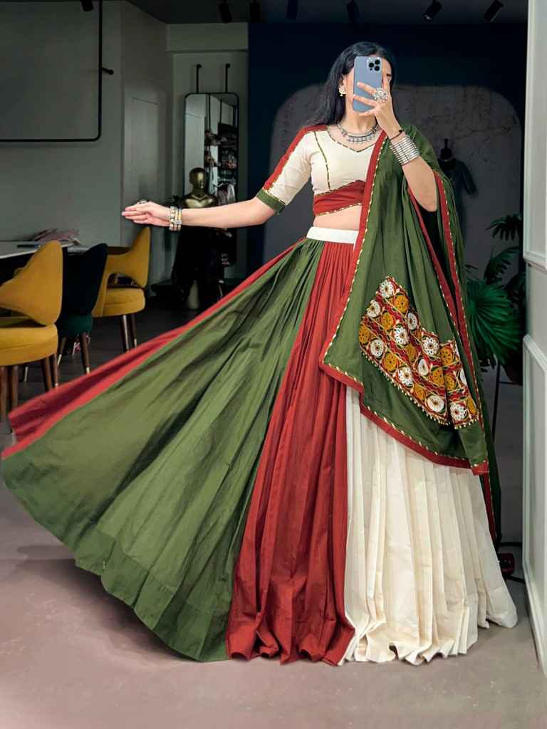 PURE COTTON GAMTHI WORK NAVRATRI LEHENGA CHOLI
