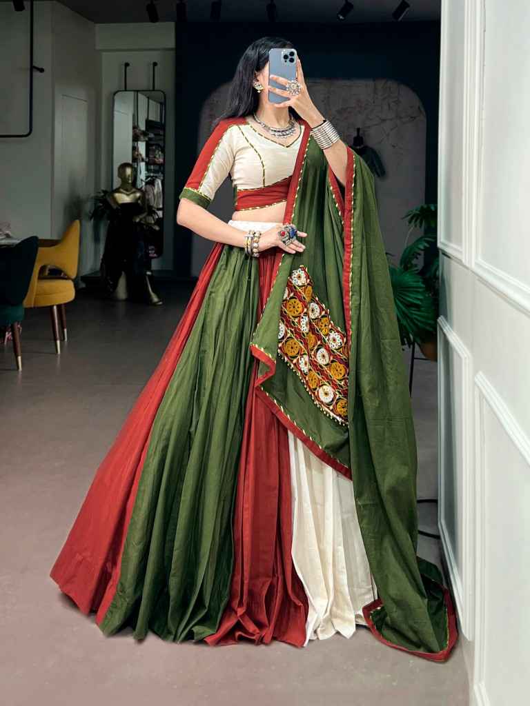 PURE COTTON GAMTHI WORK NAVRATRI LEHENGA CHOLI
