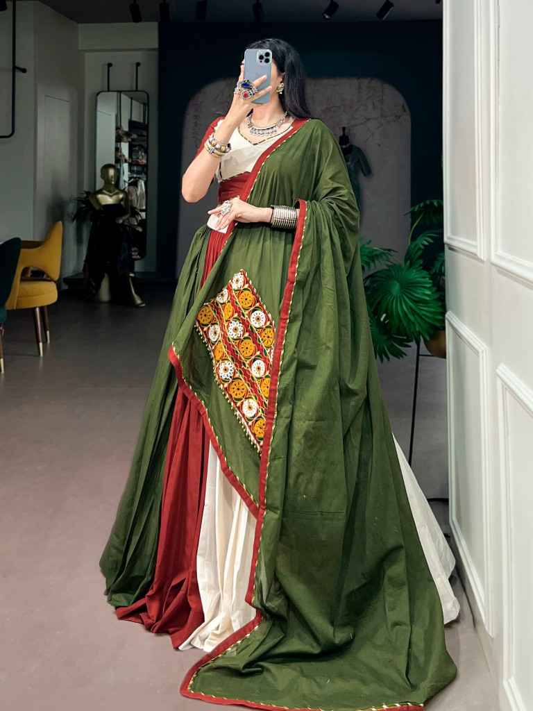 PURE COTTON GAMTHI WORK NAVRATRI LEHENGA CHOLI
