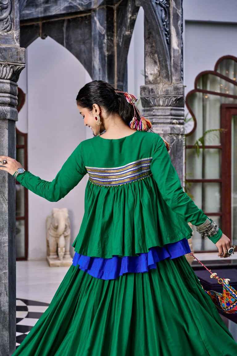 PURE COTTON KASHIDA AND GAMTHI WORK NAVRATRI LEHENGA CHOLI