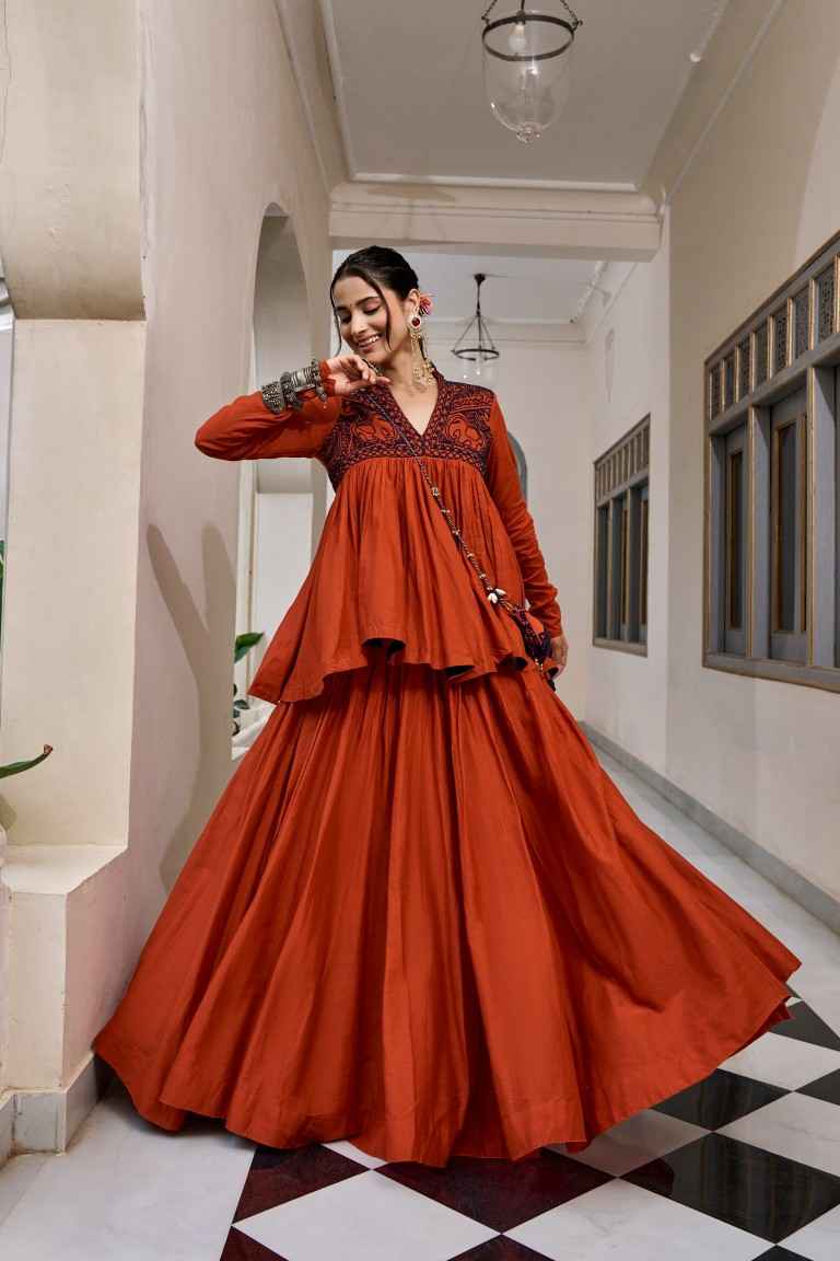 PURE COTTON KASHIDA AND GAMTHI WORK NAVRATRI LEHENGA CHOLI