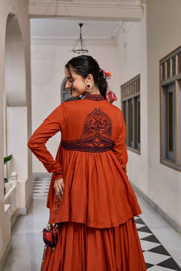 PURE COTTON KASHIDA AND GAMTHI WORK NAVRATRI LEHENGA CHOLI