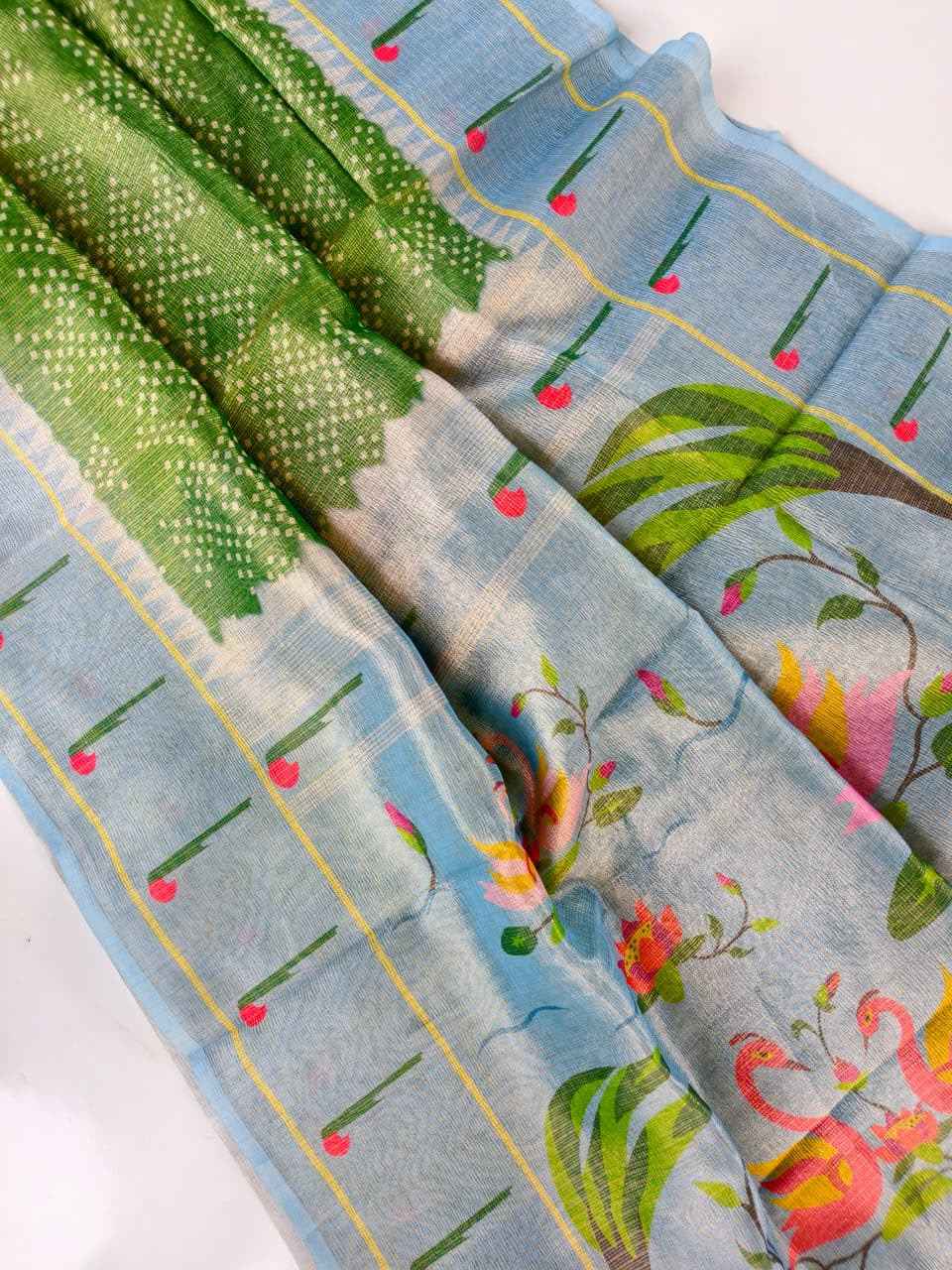 PURE CRUSH FABRIC PAITHANI PICHWAI PRINTED SAREE