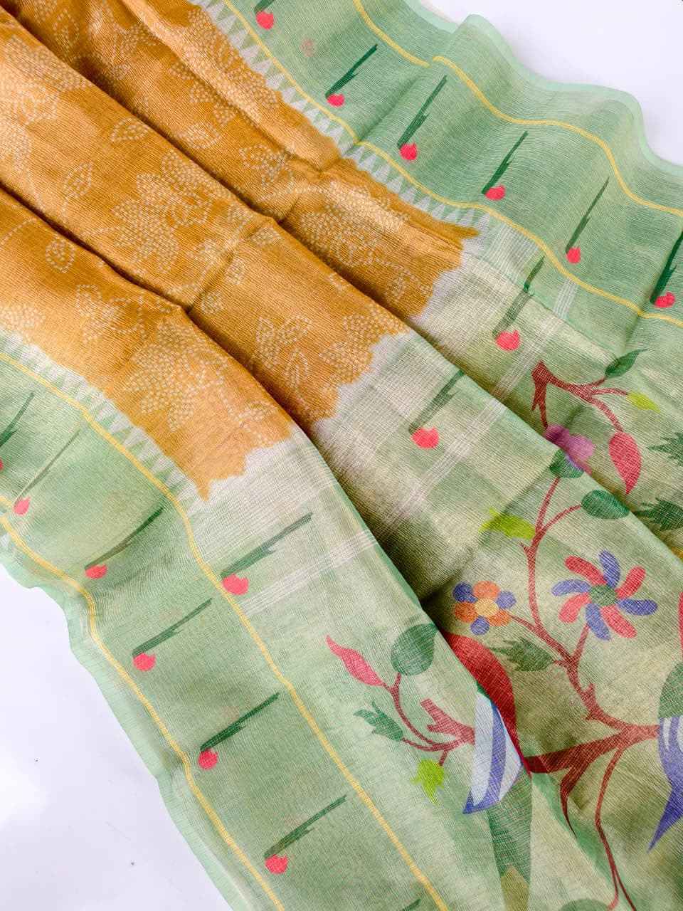 PURE CRUSH FABRIC PAITHANI PICHWAI PRINTED SAREE