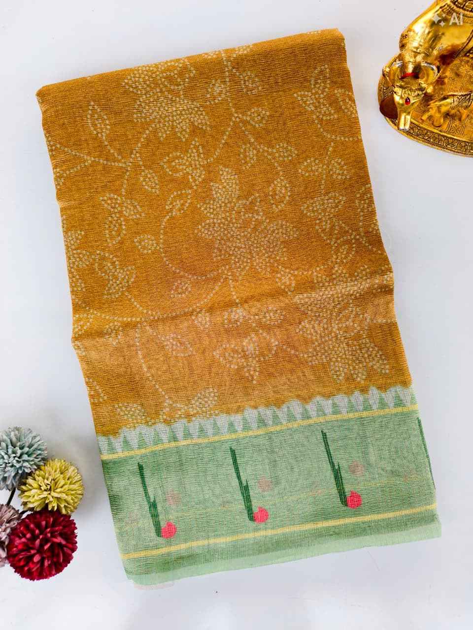 PURE CRUSH FABRIC PAITHANI PICHWAI PRINTED SAREE