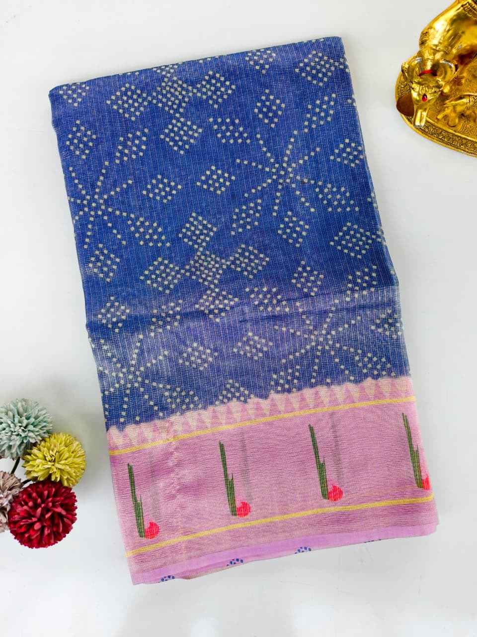 PURE CRUSH FABRIC PAITHANI PICHWAI PRINTED SAREE