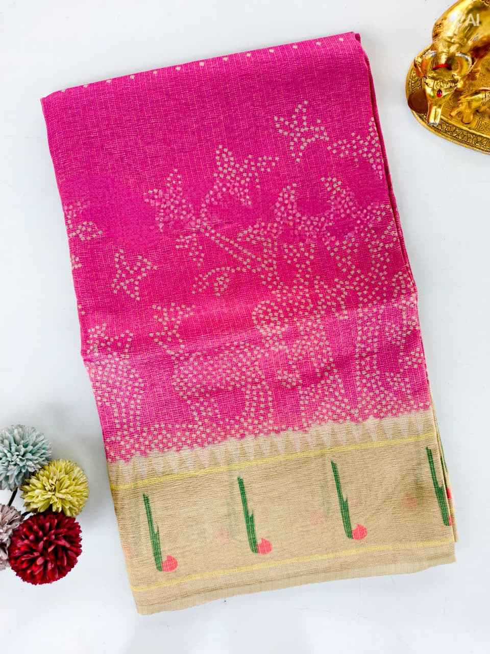 PURE CRUSH FABRIC PAITHANI PICHWAI PRINTED SAREE