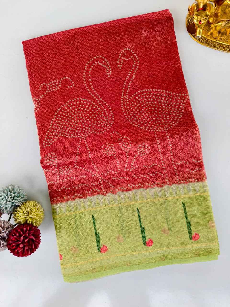 PURE CRUSH FABRIC PAITHANI PICHWAI PRINTED SAREE