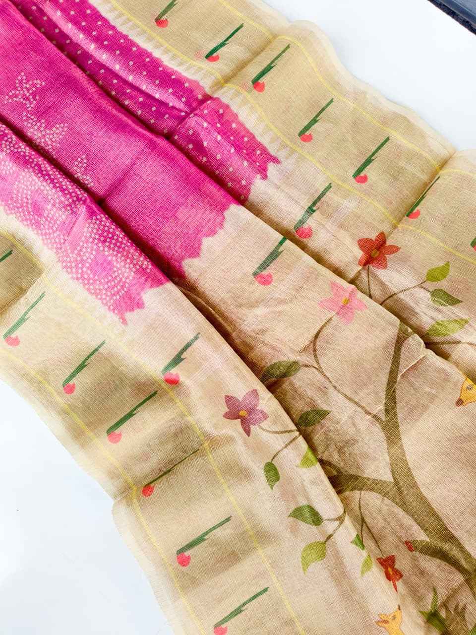 PURE CRUSH FABRIC PAITHANI PICHWAI PRINTED SAREE