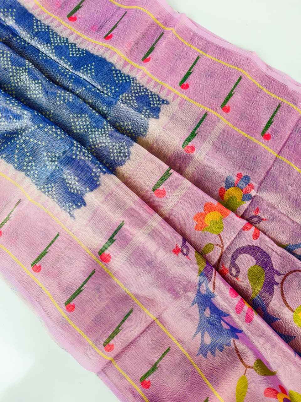 PURE CRUSH FABRIC PAITHANI PICHWAI PRINTED SAREE