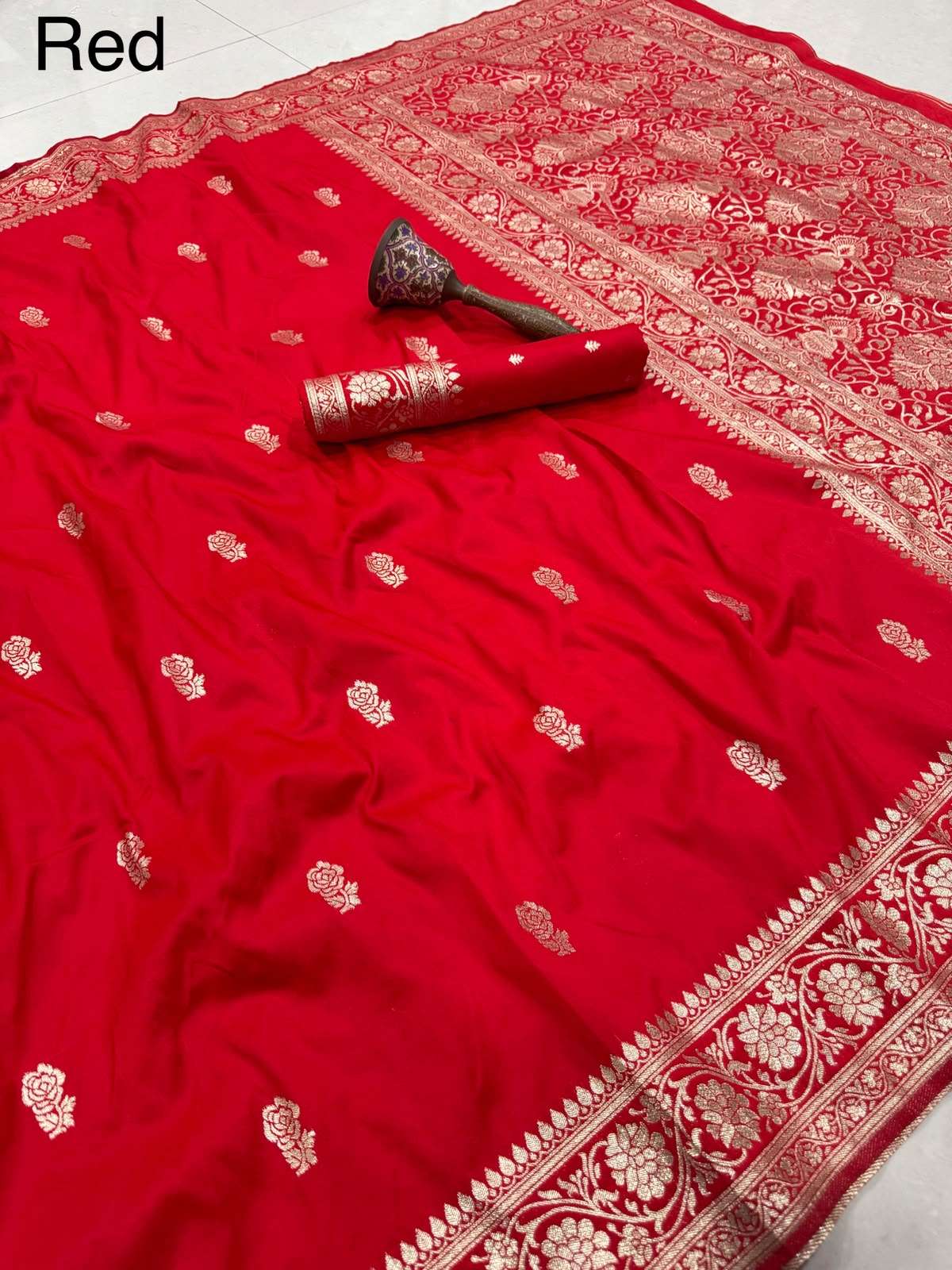 PURE HEAVY BANARASI SILK GOLD JARI WEAVING SAREE 2