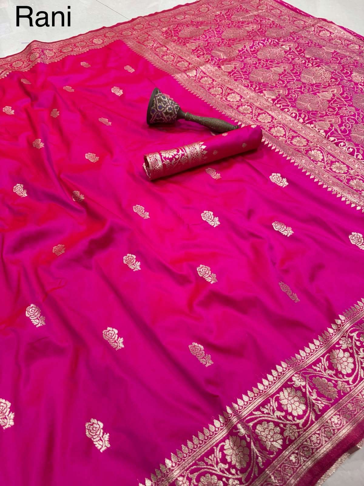 PURE HEAVY BANARASI SILK GOLD JARI WEAVING SAREE 2