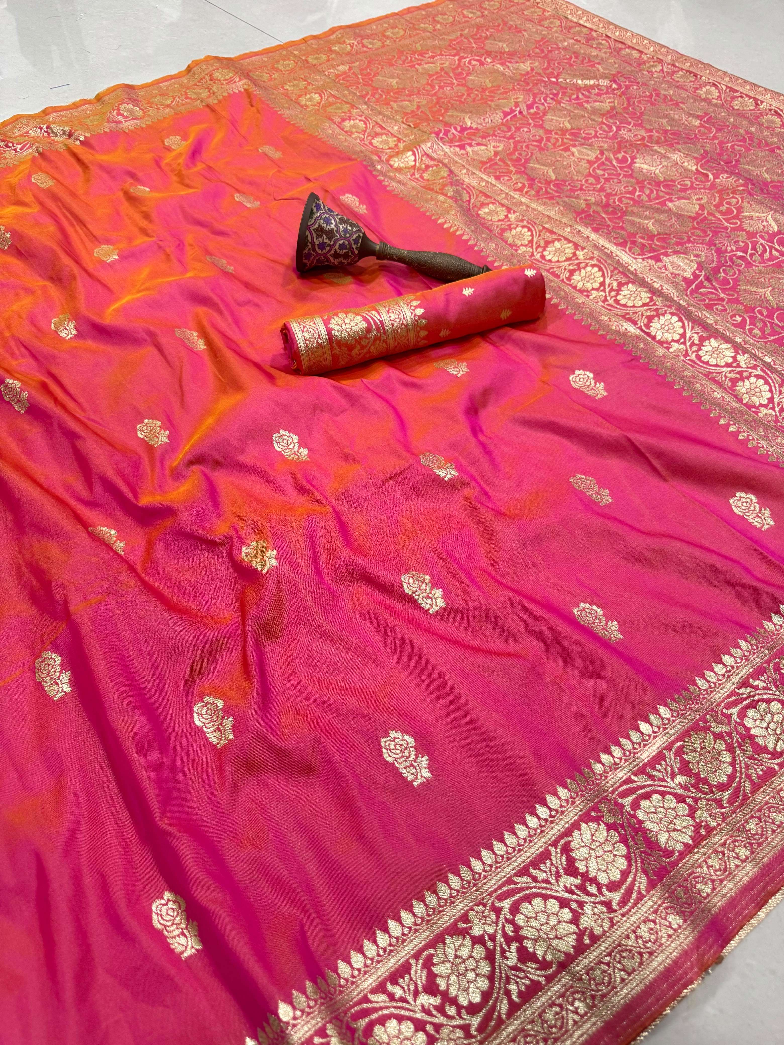 PURE HEAVY BANARASI SILK GOLD JARI WEAVING SAREE 2