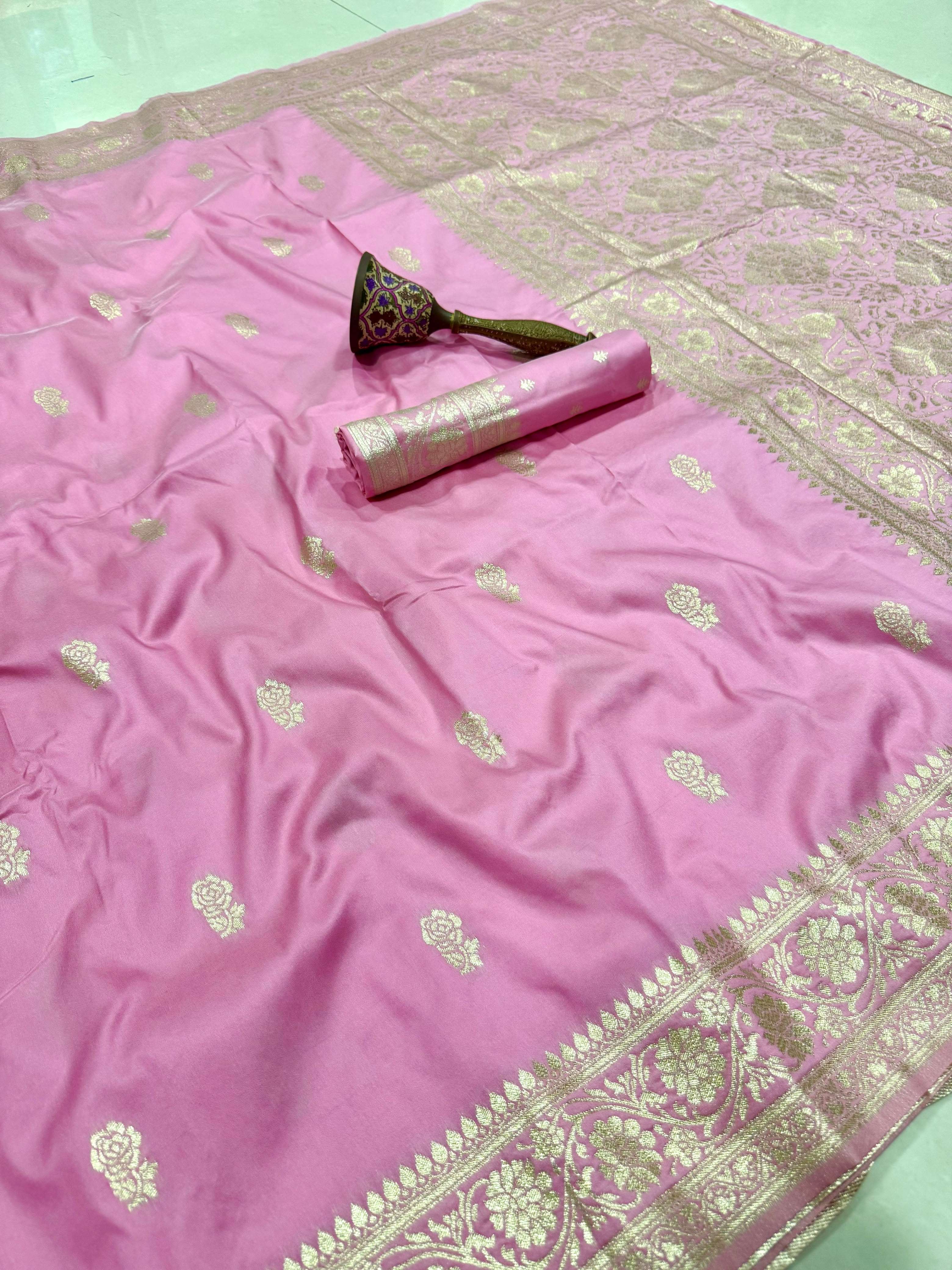 PURE HEAVY BANARASI SILK GOLD JARI WEAVING SAREE 2