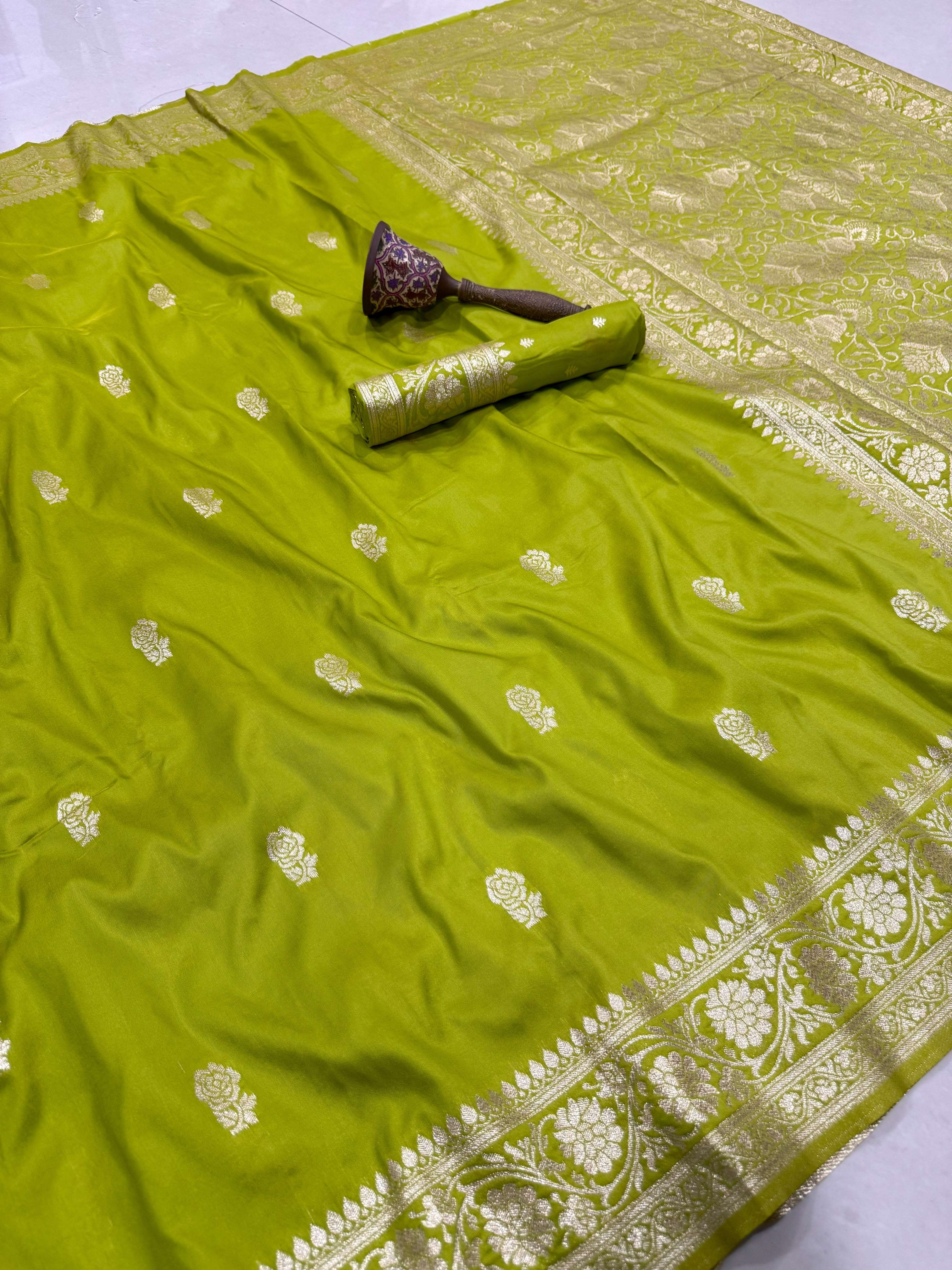 PURE HEAVY BANARASI SILK GOLD JARI WEAVING SAREE 2