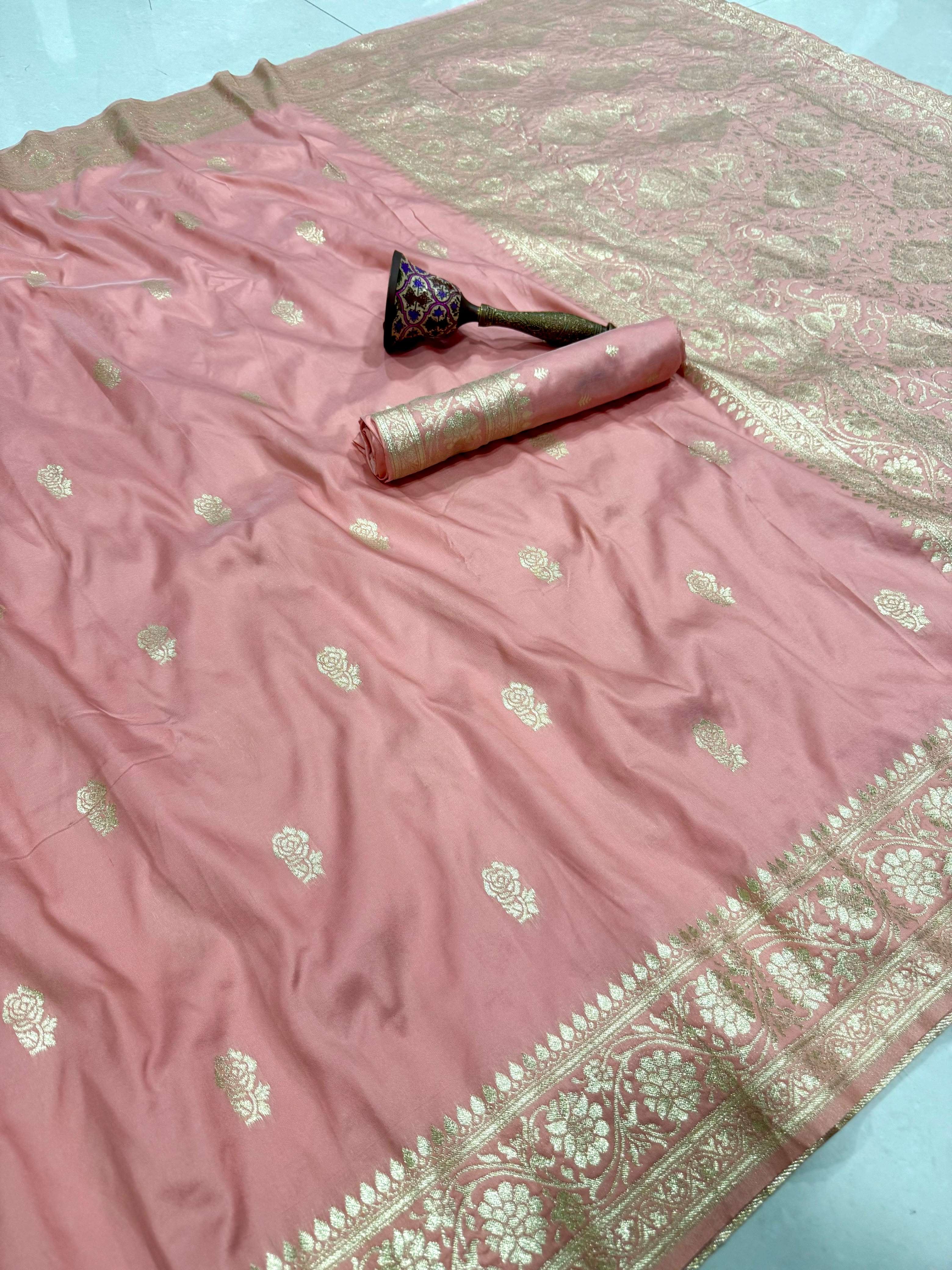 PURE HEAVY BANARASI SILK GOLD JARI WEAVING SAREE 2