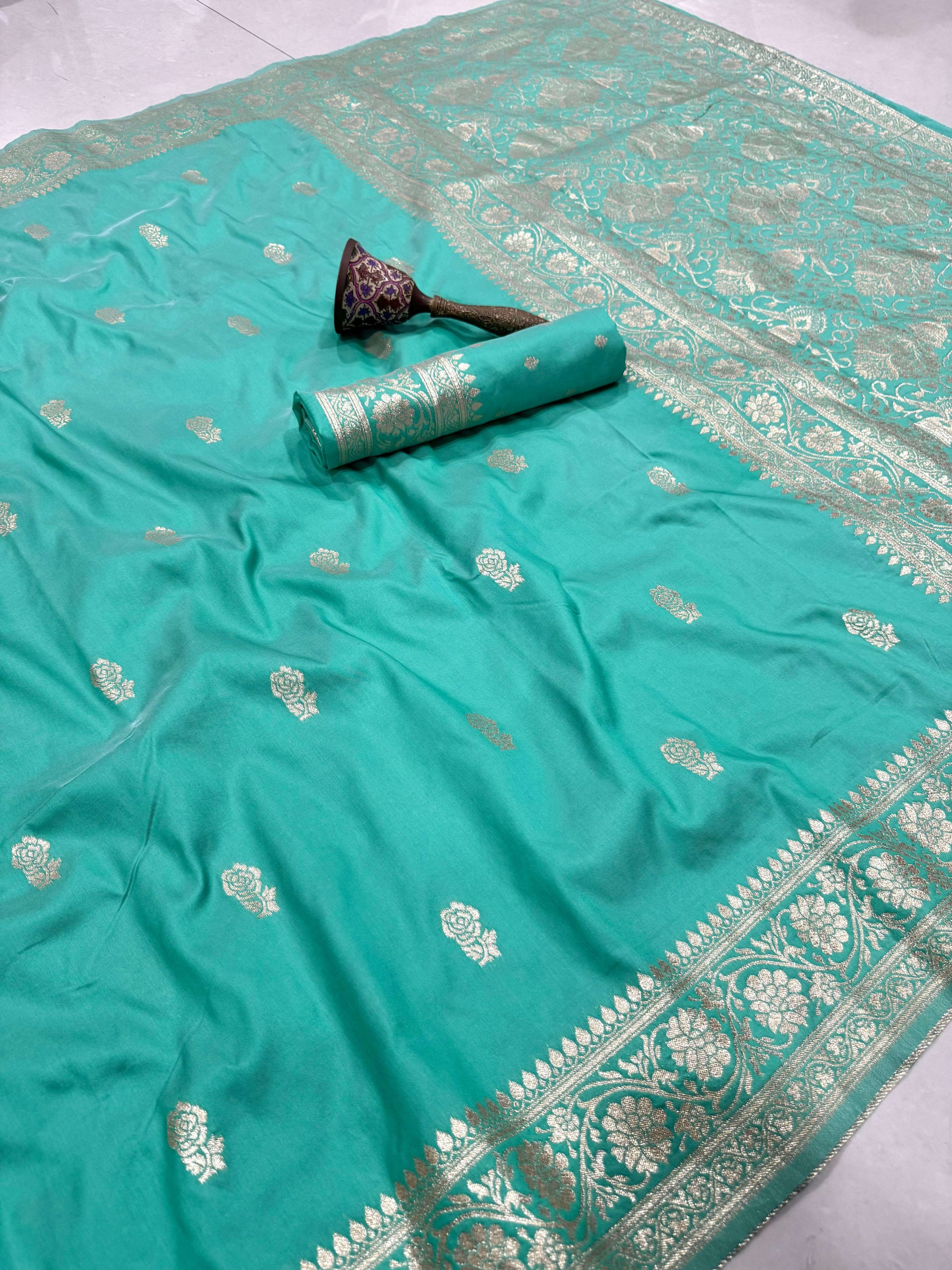 PURE HEAVY BANARASI SILK GOLD JARI WEAVING SAREE 2