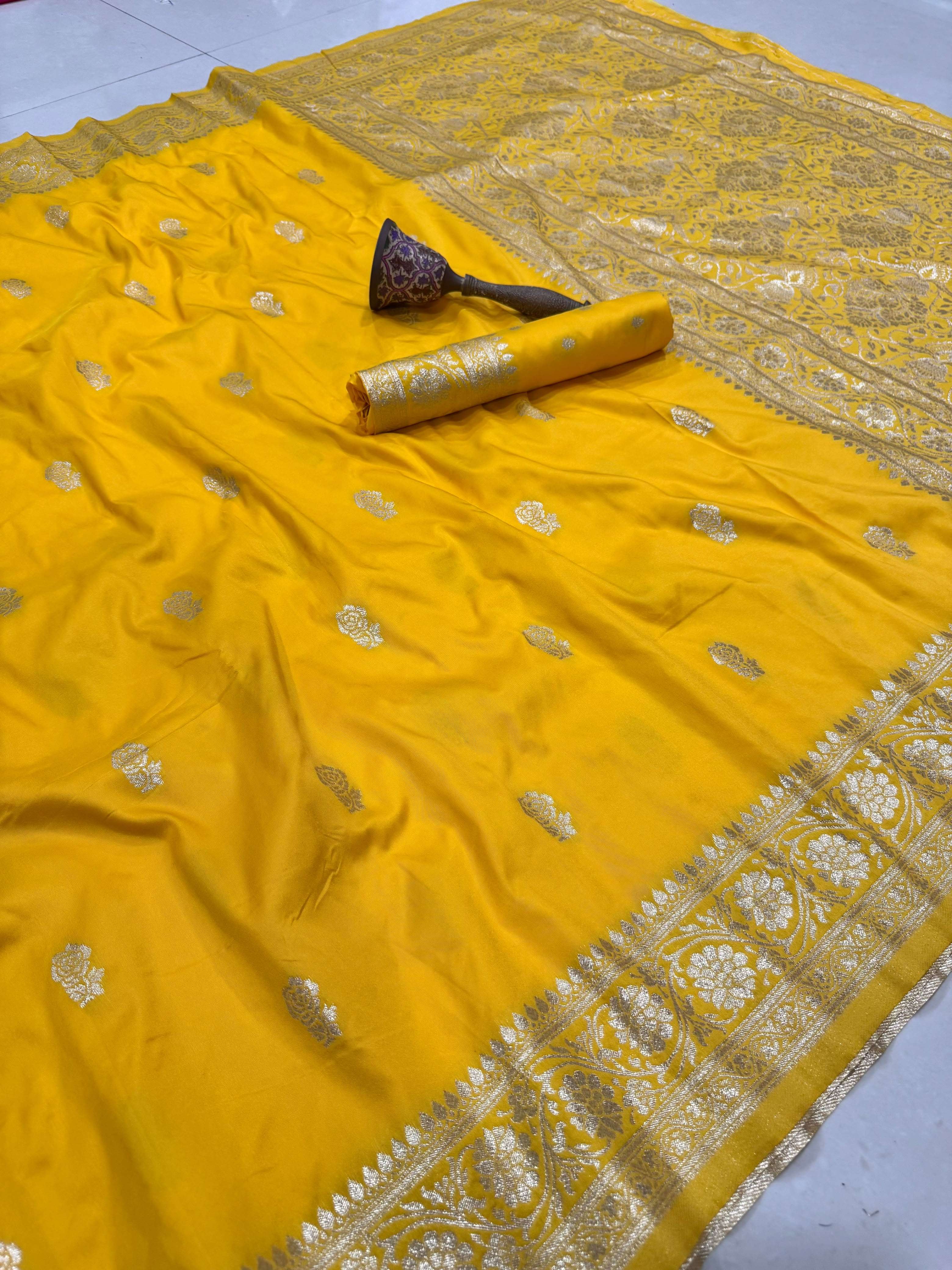 PURE HEAVY BANARASI SILK GOLD JARI WEAVING SAREE 2