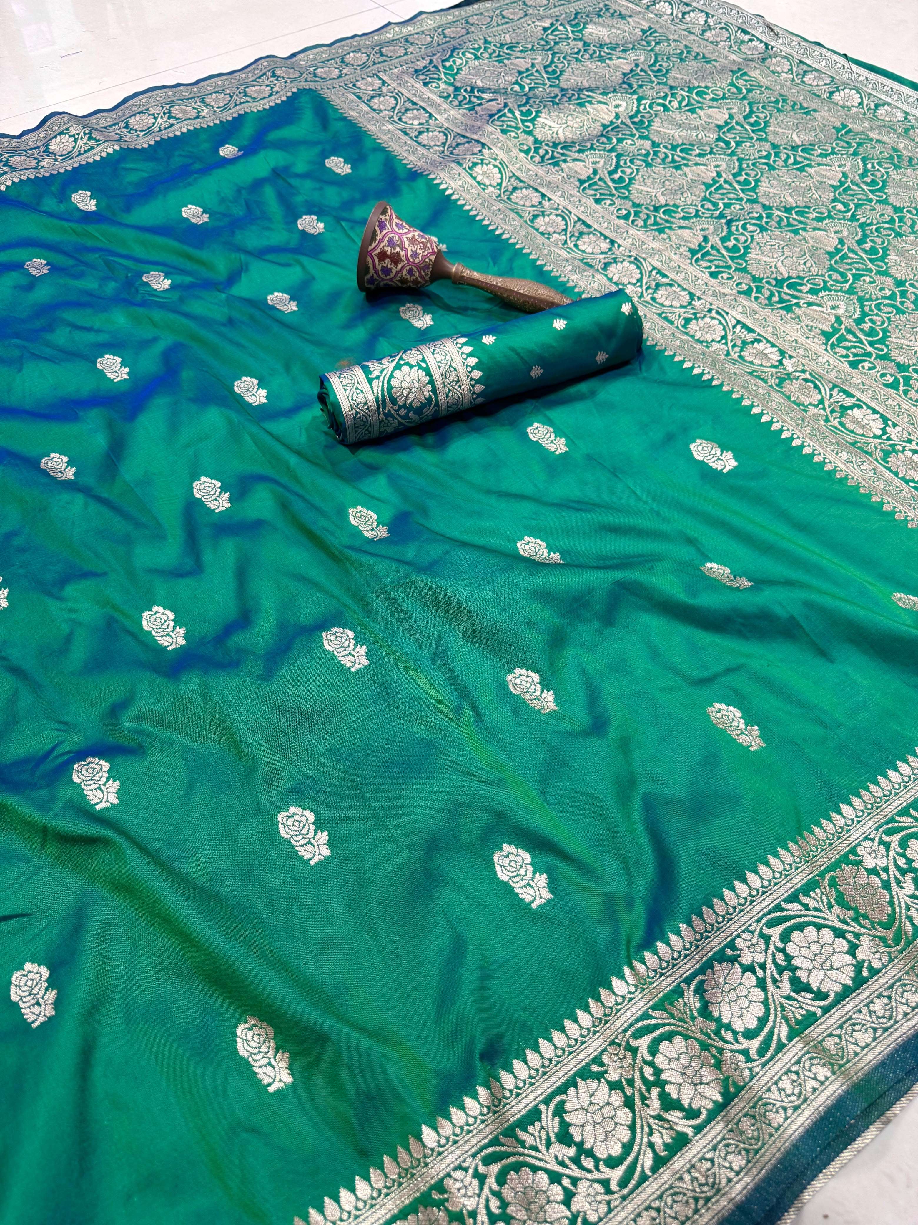 PURE HEAVY BANARASI SILK GOLD JARI WEAVING SAREE 2