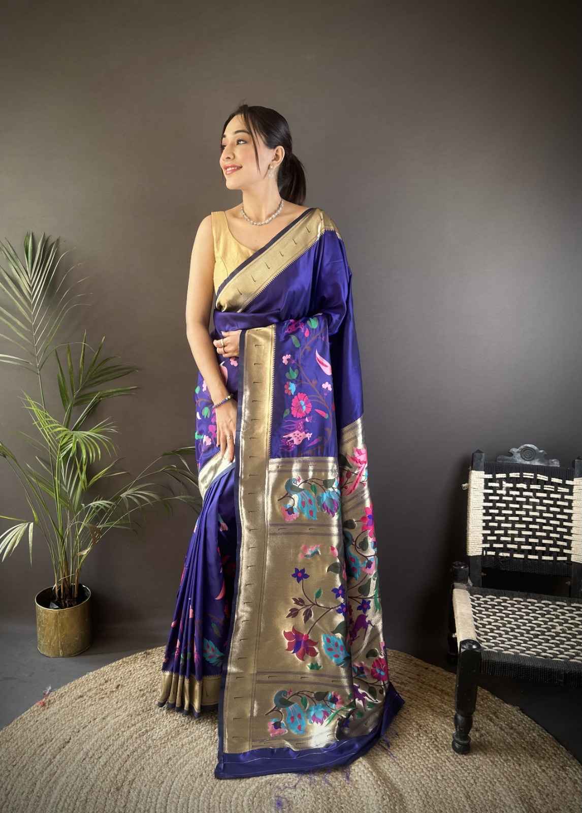 PURE LICHI SILK PAITHANI ZARI WEAVING SAREE 