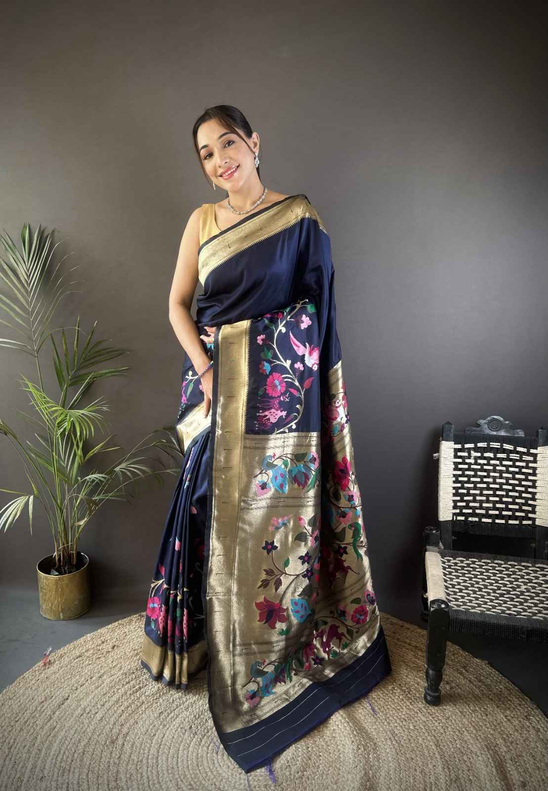 PURE LICHI SILK PAITHANI ZARI WEAVING SAREE 