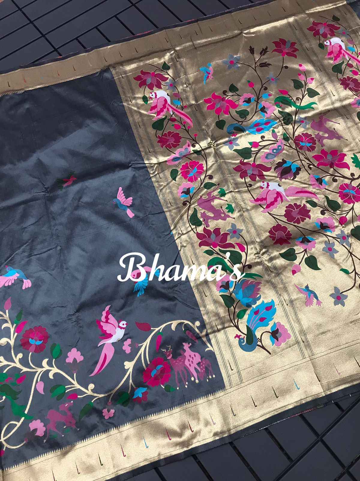 PURE LICHI SILK PAITHANI ZARI WEAVING SAREE 