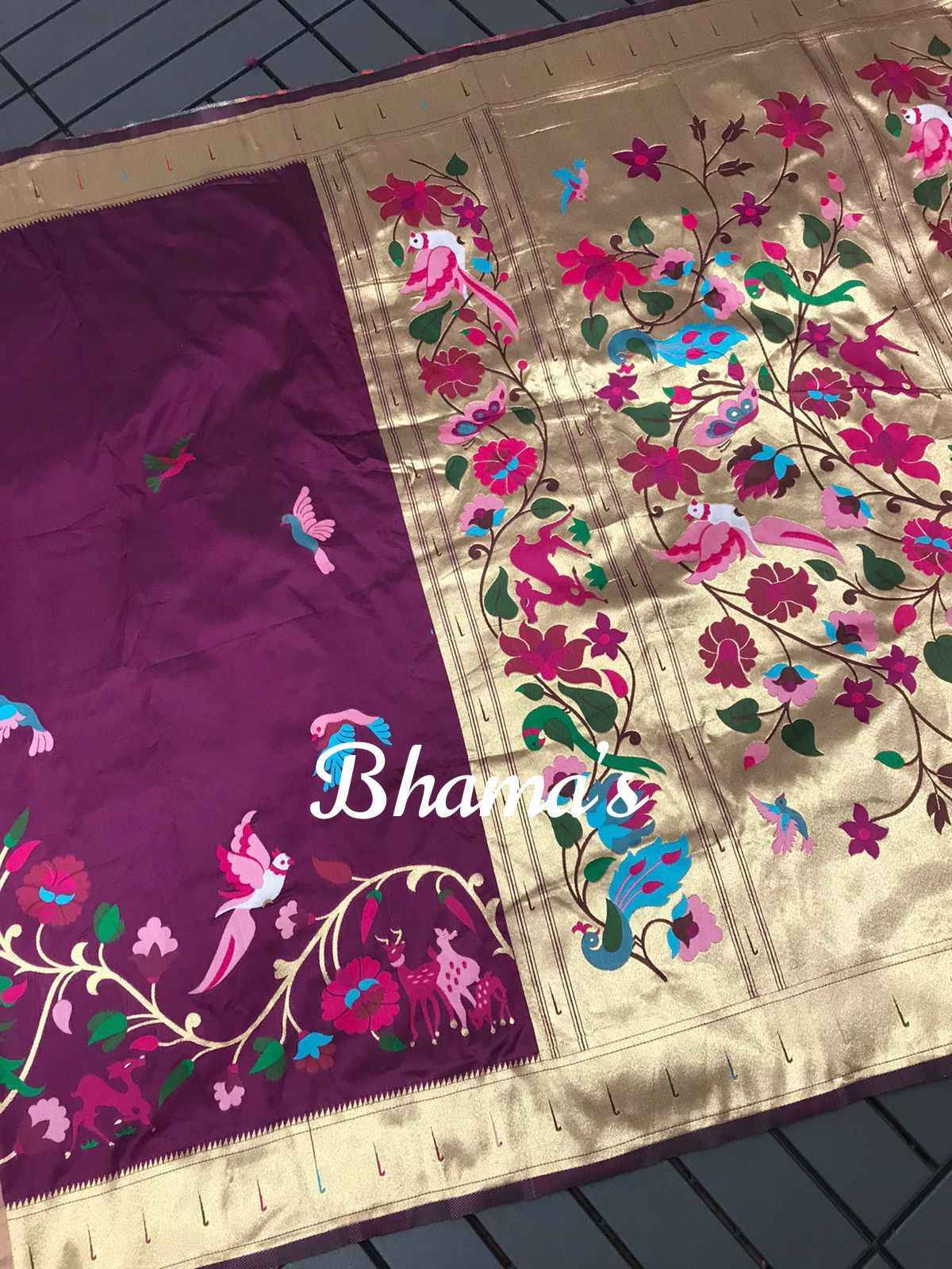 PURE LICHI SILK PAITHANI ZARI WEAVING SAREE 