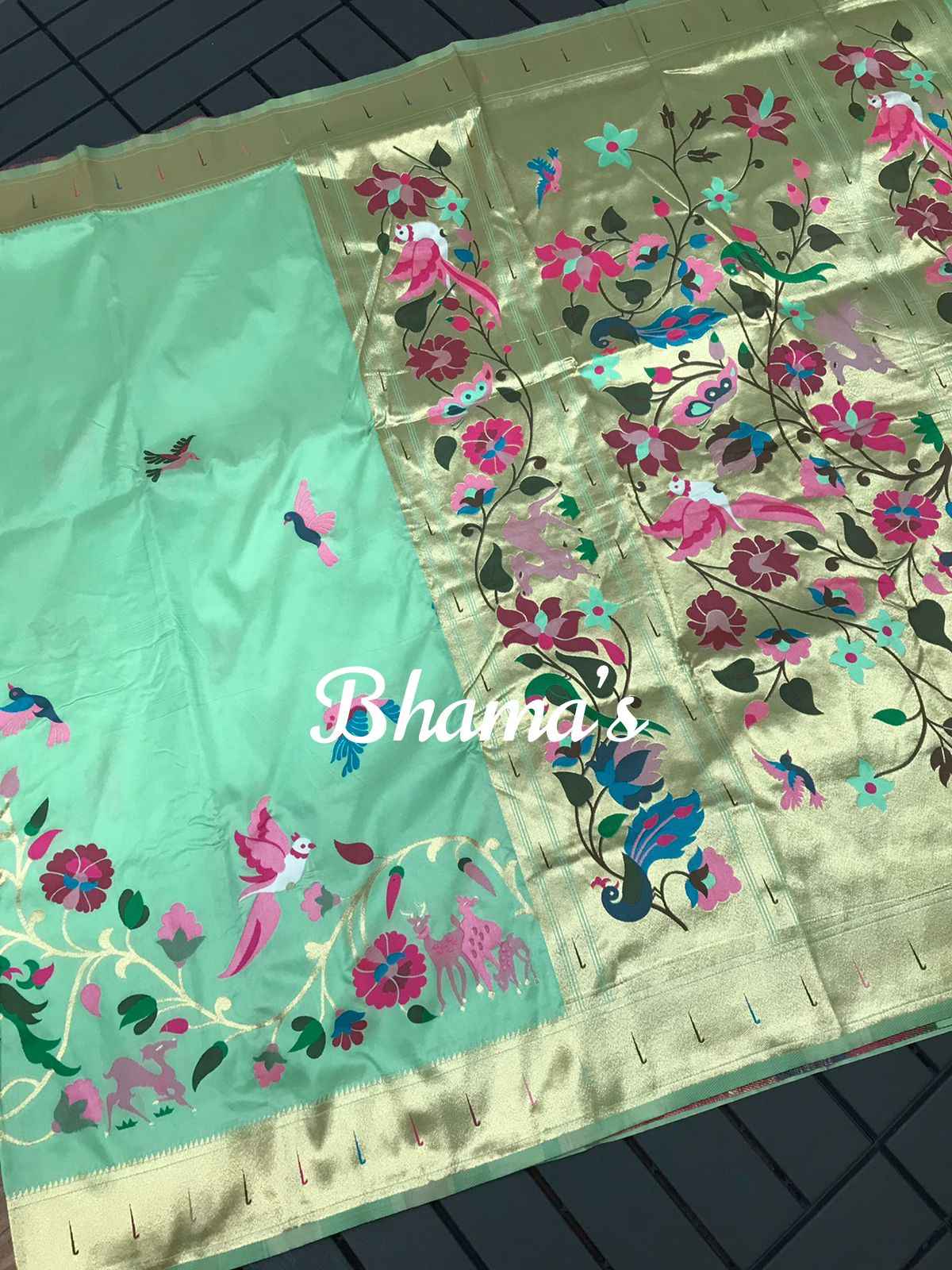 PURE LICHI SILK PAITHANI ZARI WEAVING SAREE 