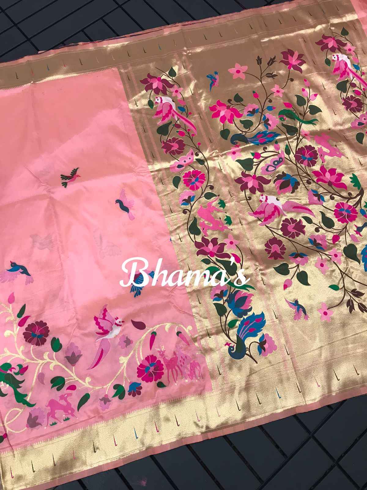 PURE LICHI SILK PAITHANI ZARI WEAVING SAREE 